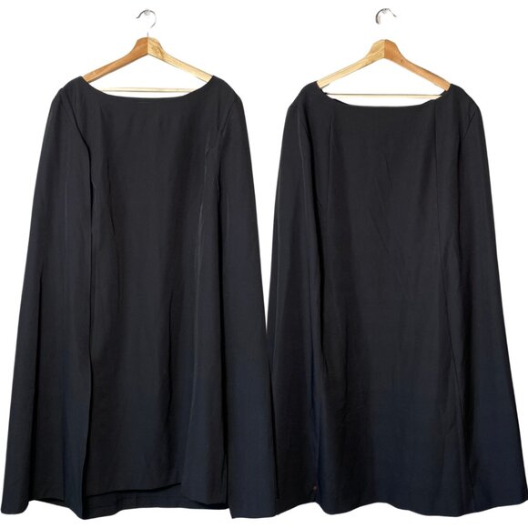 NWT Eloquii Women's Size 28 Boat Neck Cloak Sleeves Cocktail Cape Dress Black - Picture 3 of 16